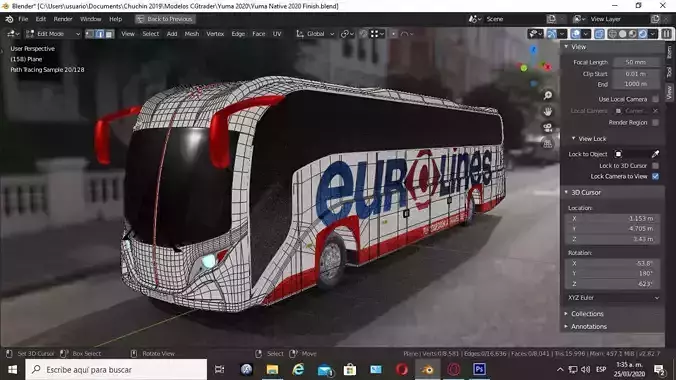 Eurolines Bus Coach DiiNBUS Blender Native