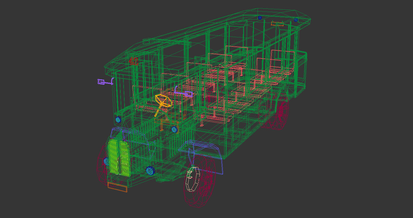 Low Poly Vintage Bus 03 Low-poly 3D model_13