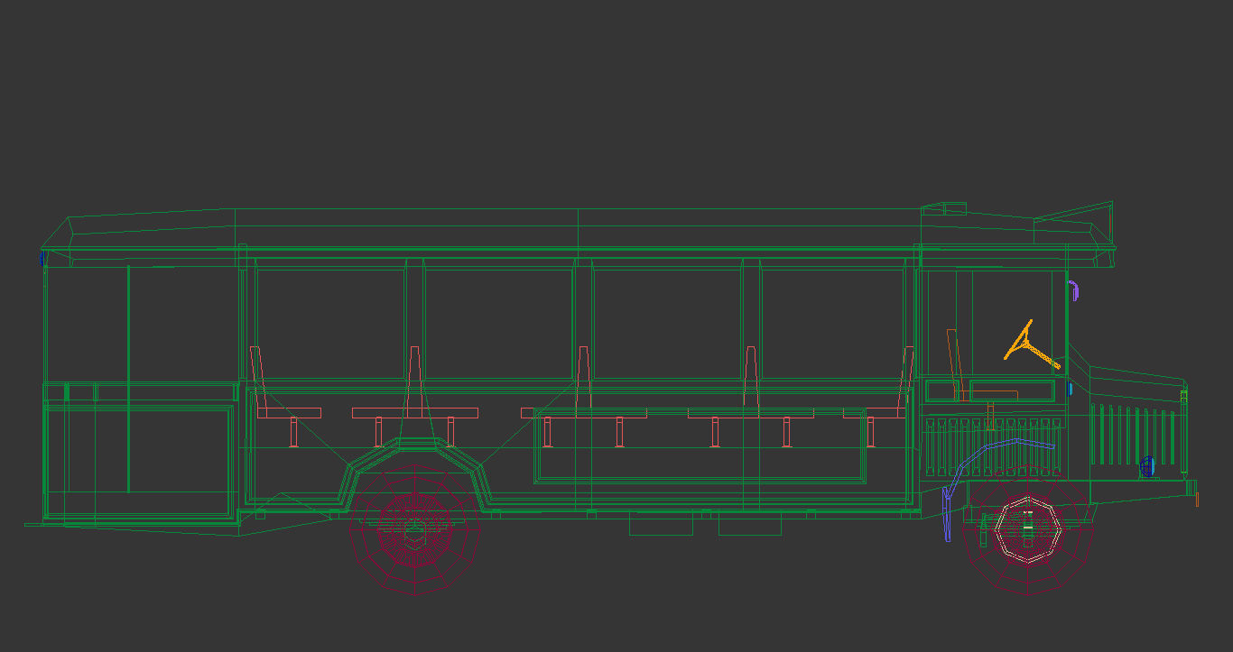 Low Poly Vintage Bus 03 Low-poly 3D model_15