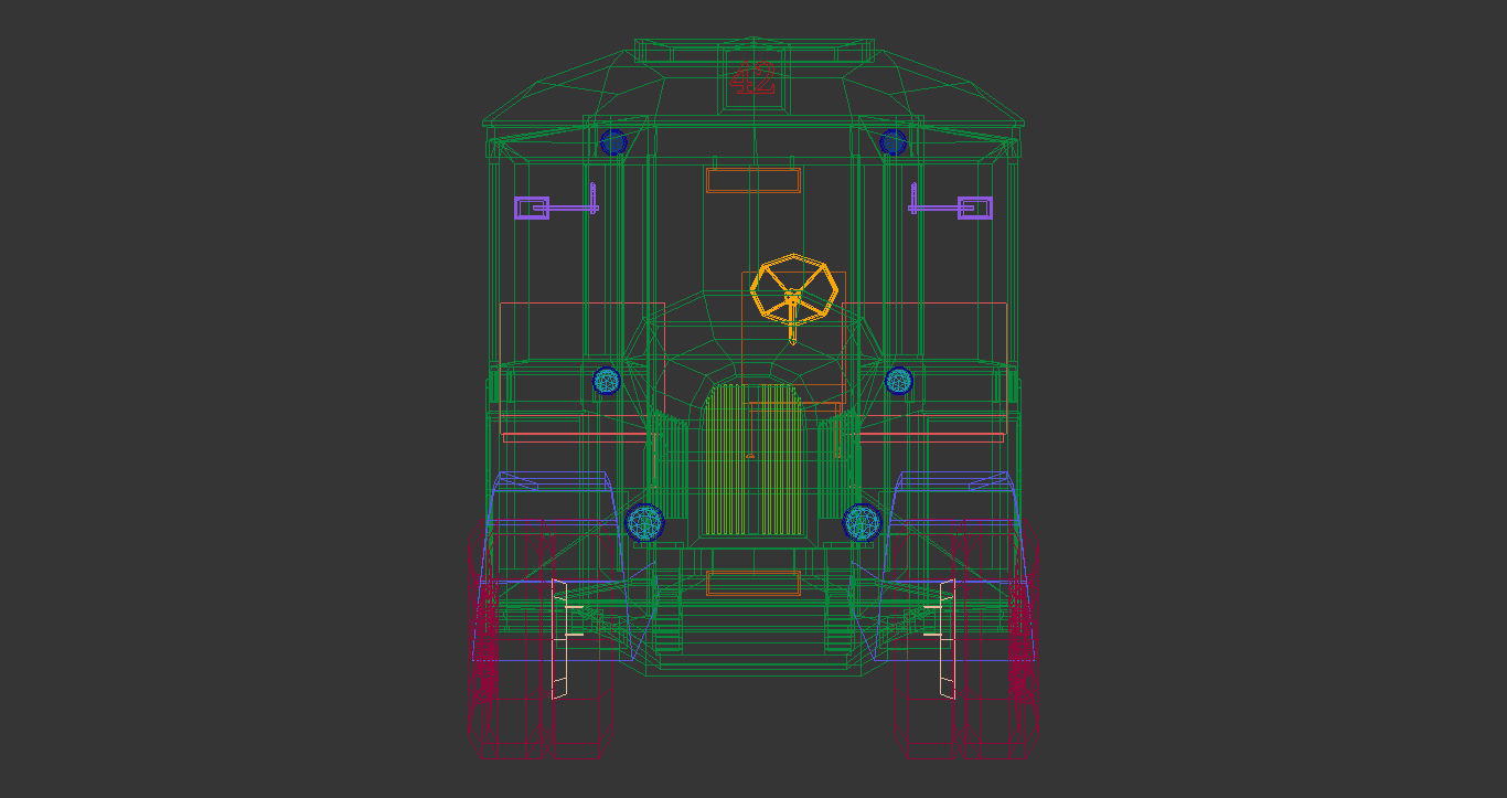 Low Poly Vintage Bus 03 Low-poly 3D model_14