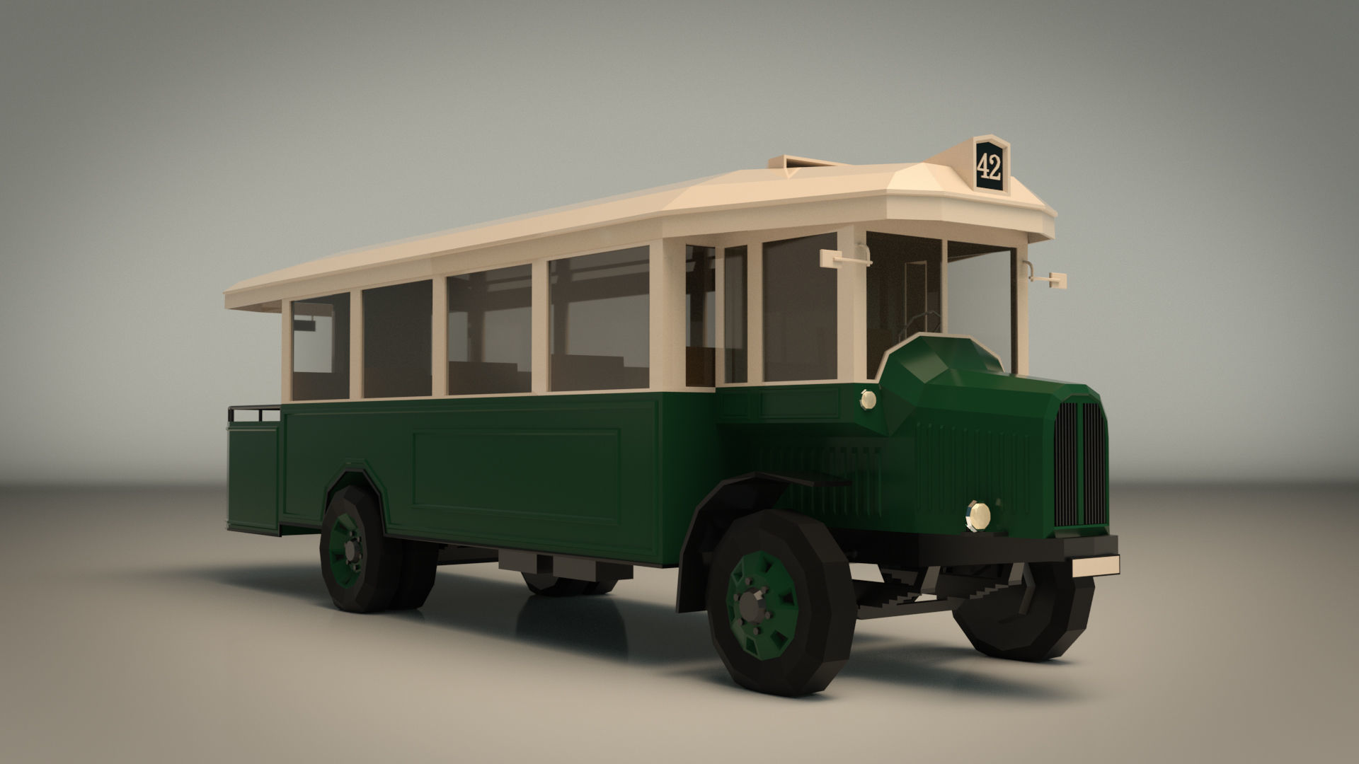 Low Poly Vintage Bus 03 Low-poly 3D model_6