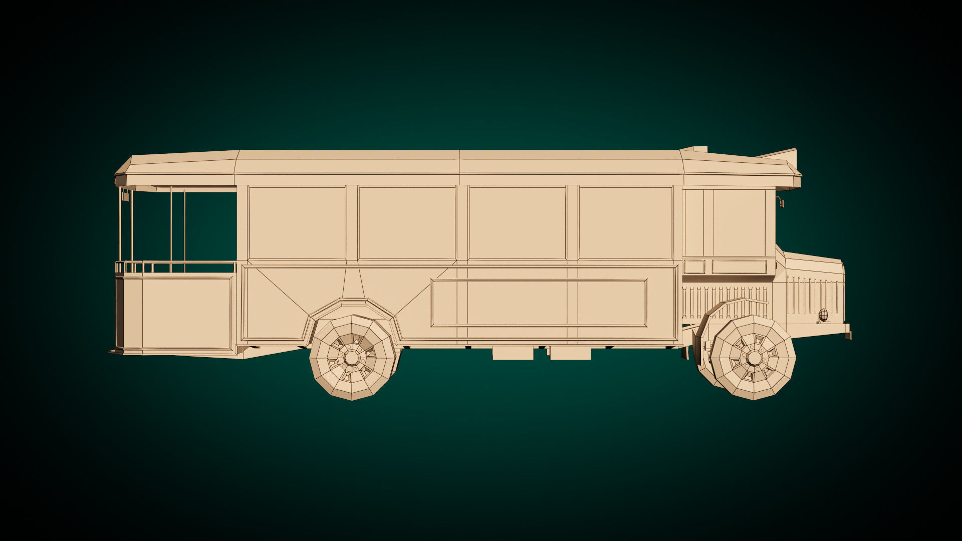 Low Poly Vintage Bus 03 Low-poly 3D model_10