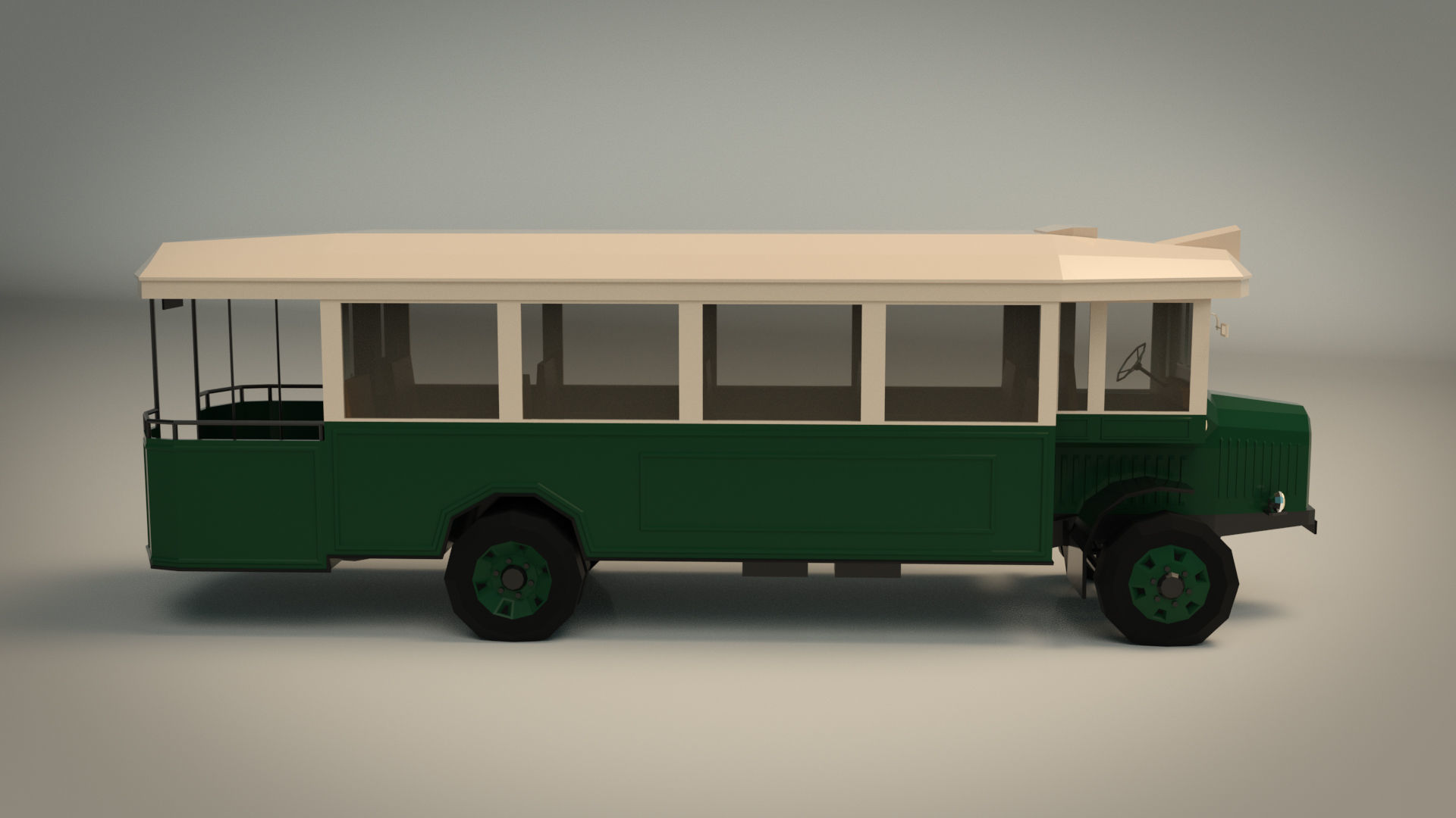 Low Poly Vintage Bus 03 Low-poly 3D model_7
