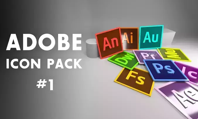 Adobe Icon and Logo pack 01 Low-poly 3D model