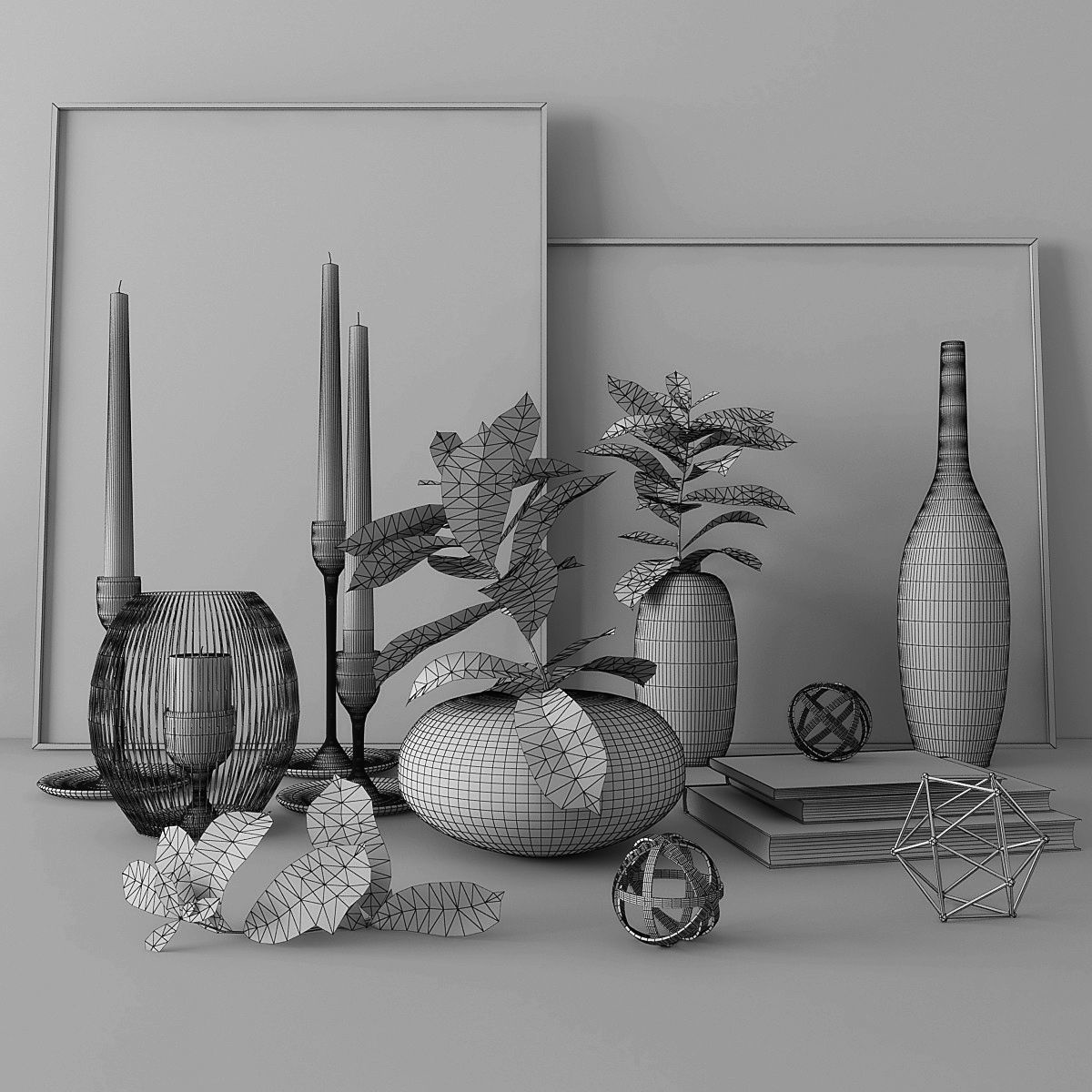 Decor Set 01 Low-poly 3D model_1