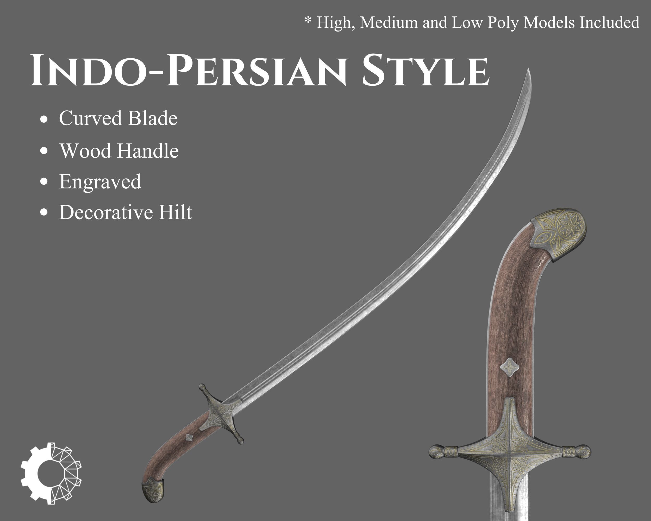Ancient Indo Persian Shamshir Low-poly 3D model_1