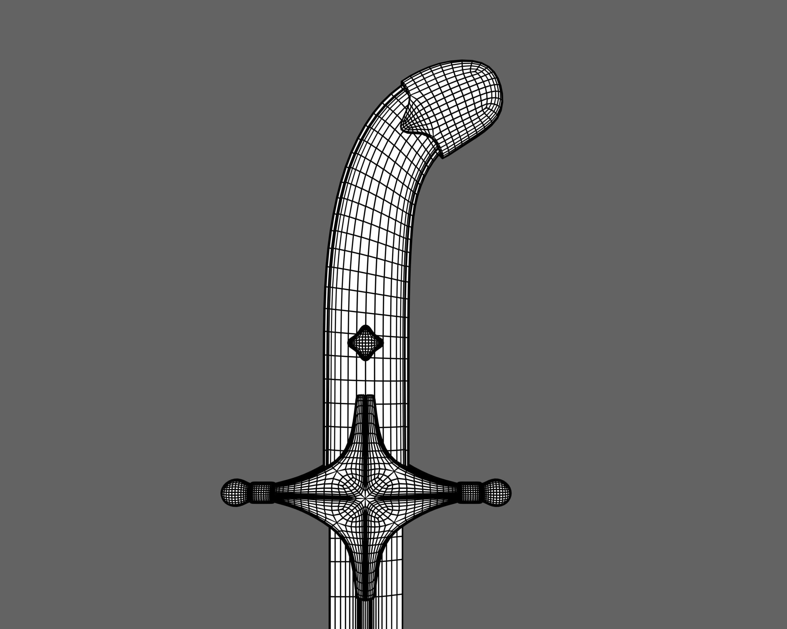 Ancient Indo Persian Shamshir Low-poly 3D model_13