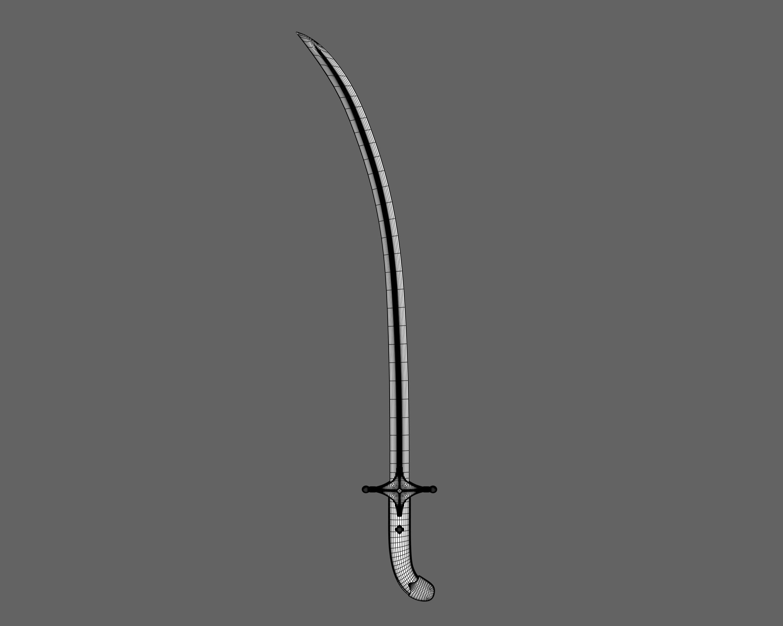 Ancient Indo Persian Shamshir Low-poly 3D model_7