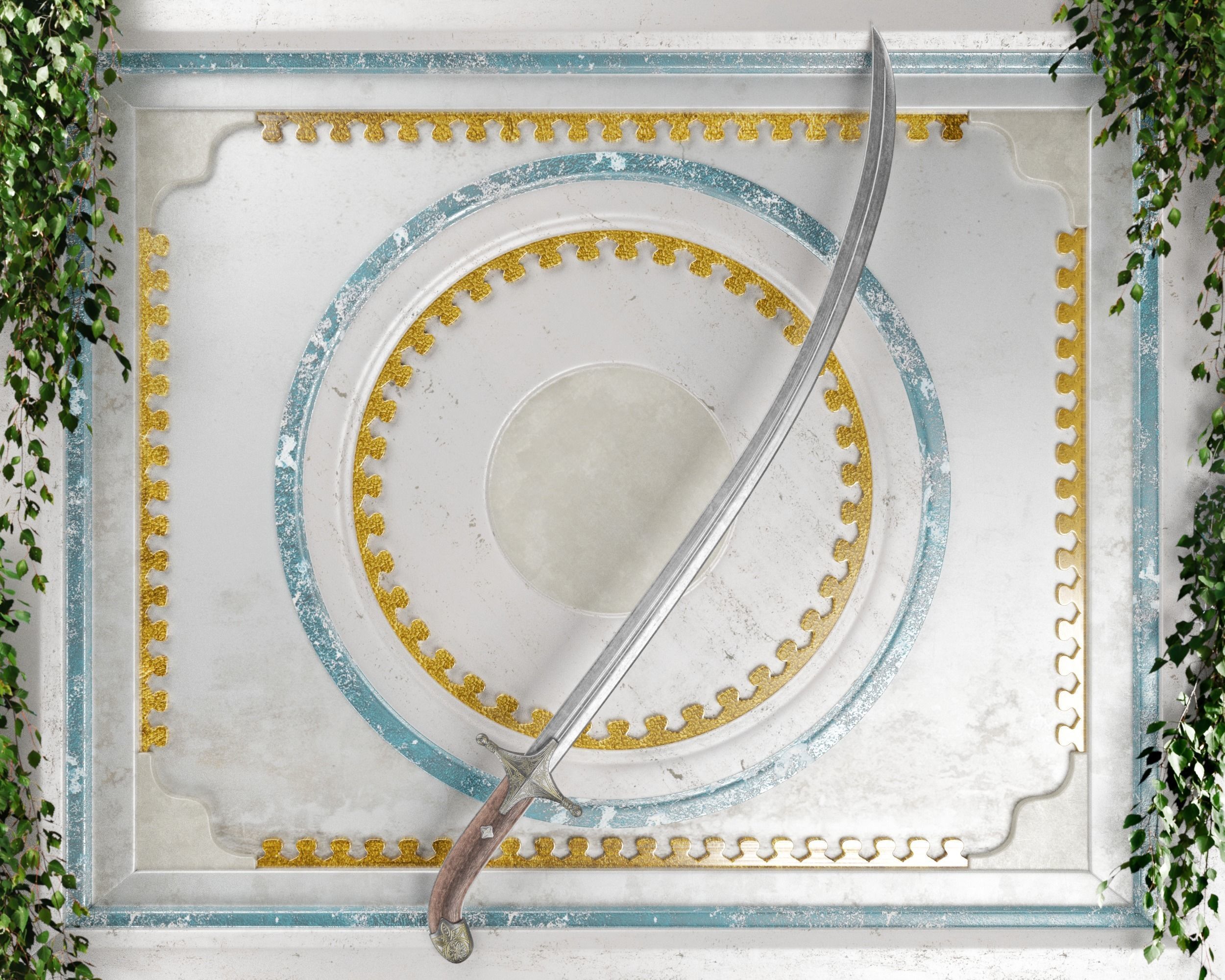 Ancient Indo Persian Shamshir Low-poly 3D model_18