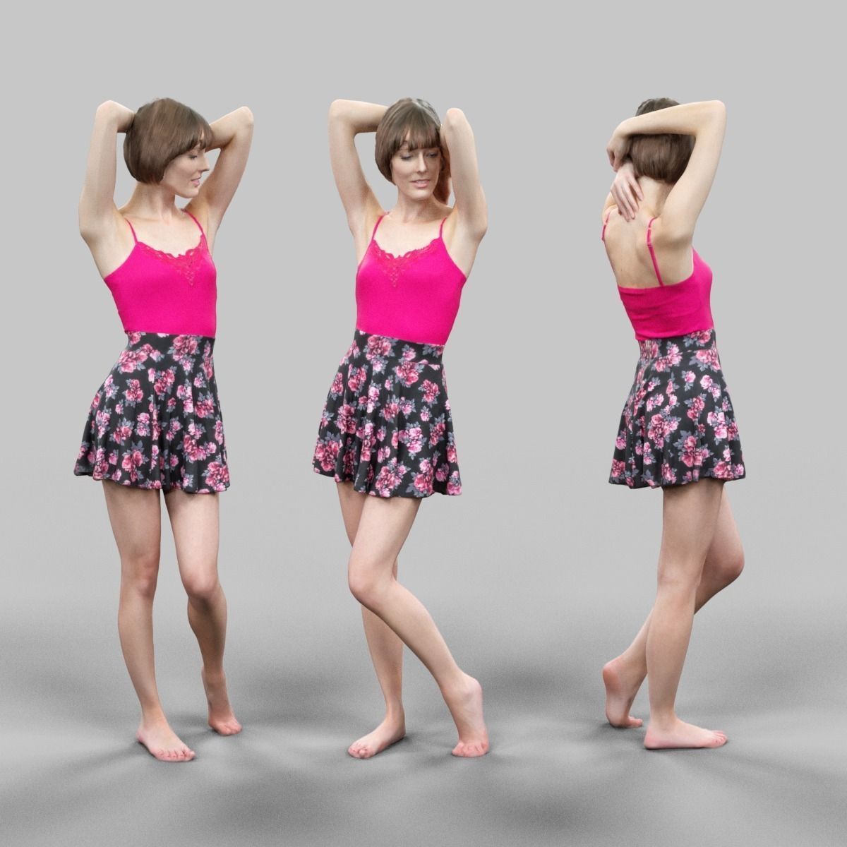 Beautiful Girl Posing Low-poly 3D model