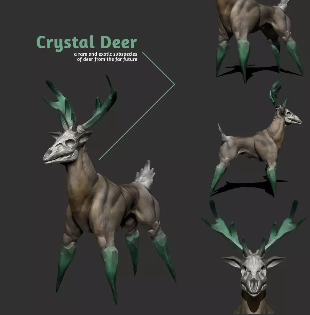 Crystal Deer Low-poly 3D model_0