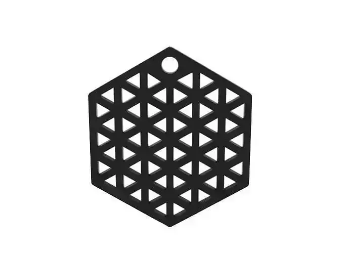 Earring hexagonal pendant