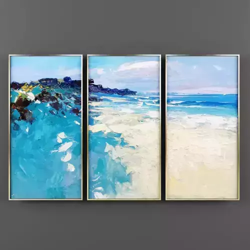 Art76 three paintings of beach on wall Low-poly 3D model