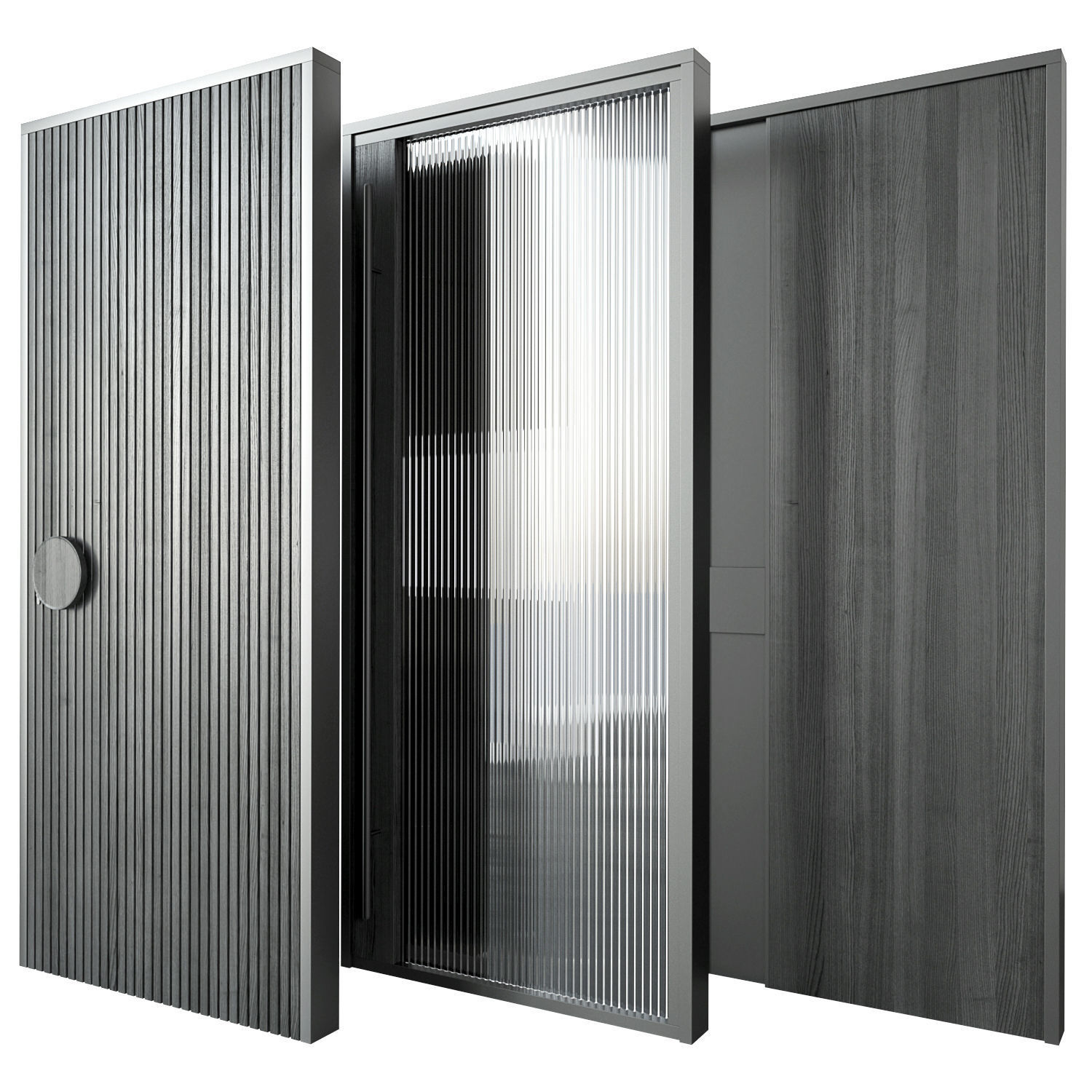 Modern black entrane door 3D model_9