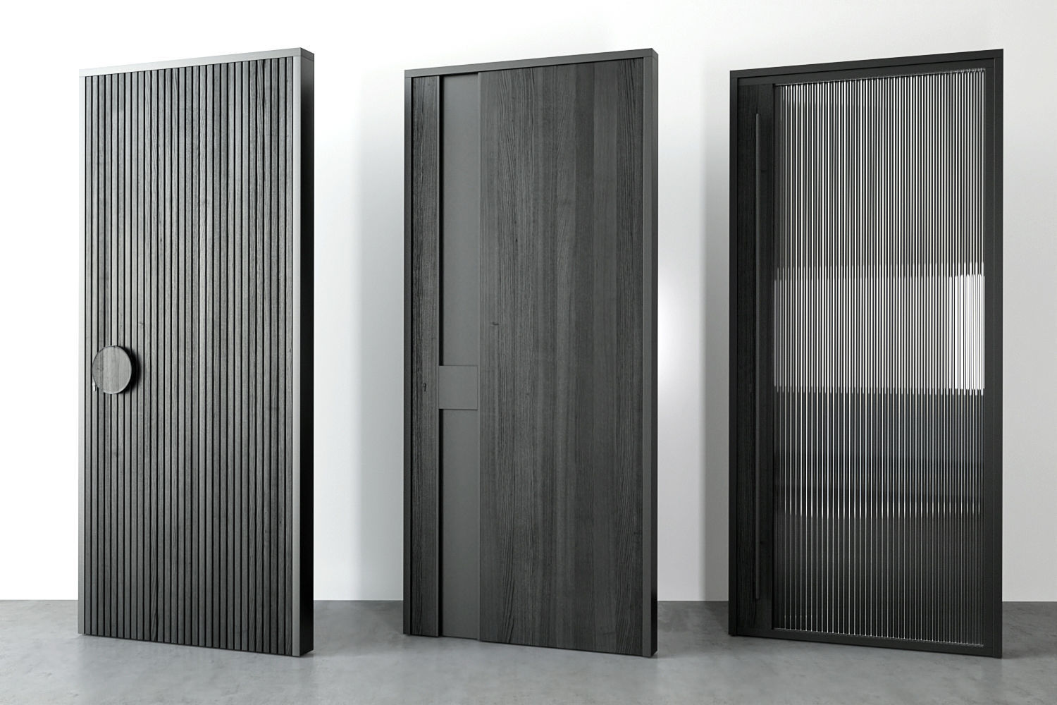 Modern black entrane door 3D model_11