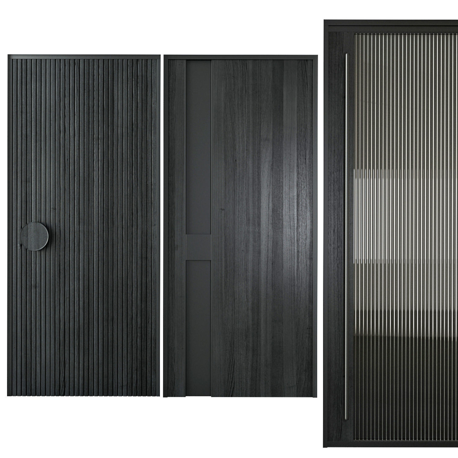 Modern black entrane door 3D model_4