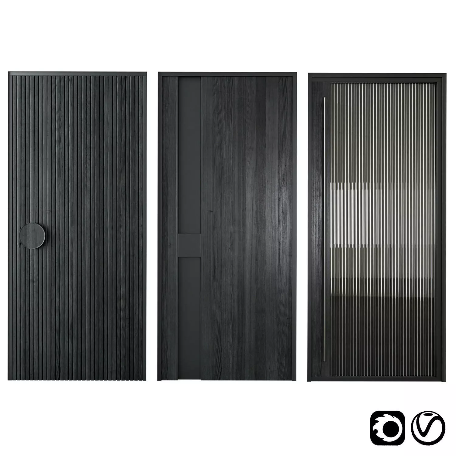Modern black entrane door 3D model_0
