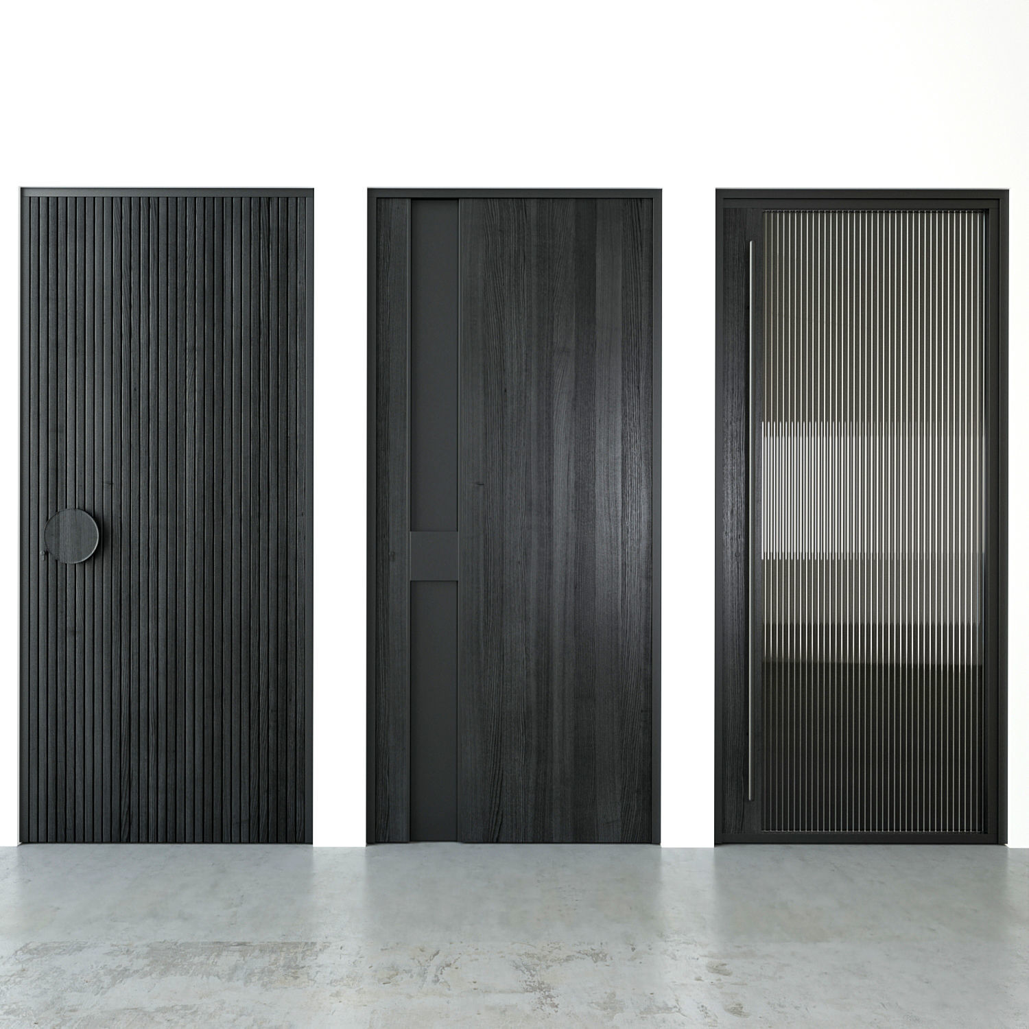 Modern black entrane door 3D model_17