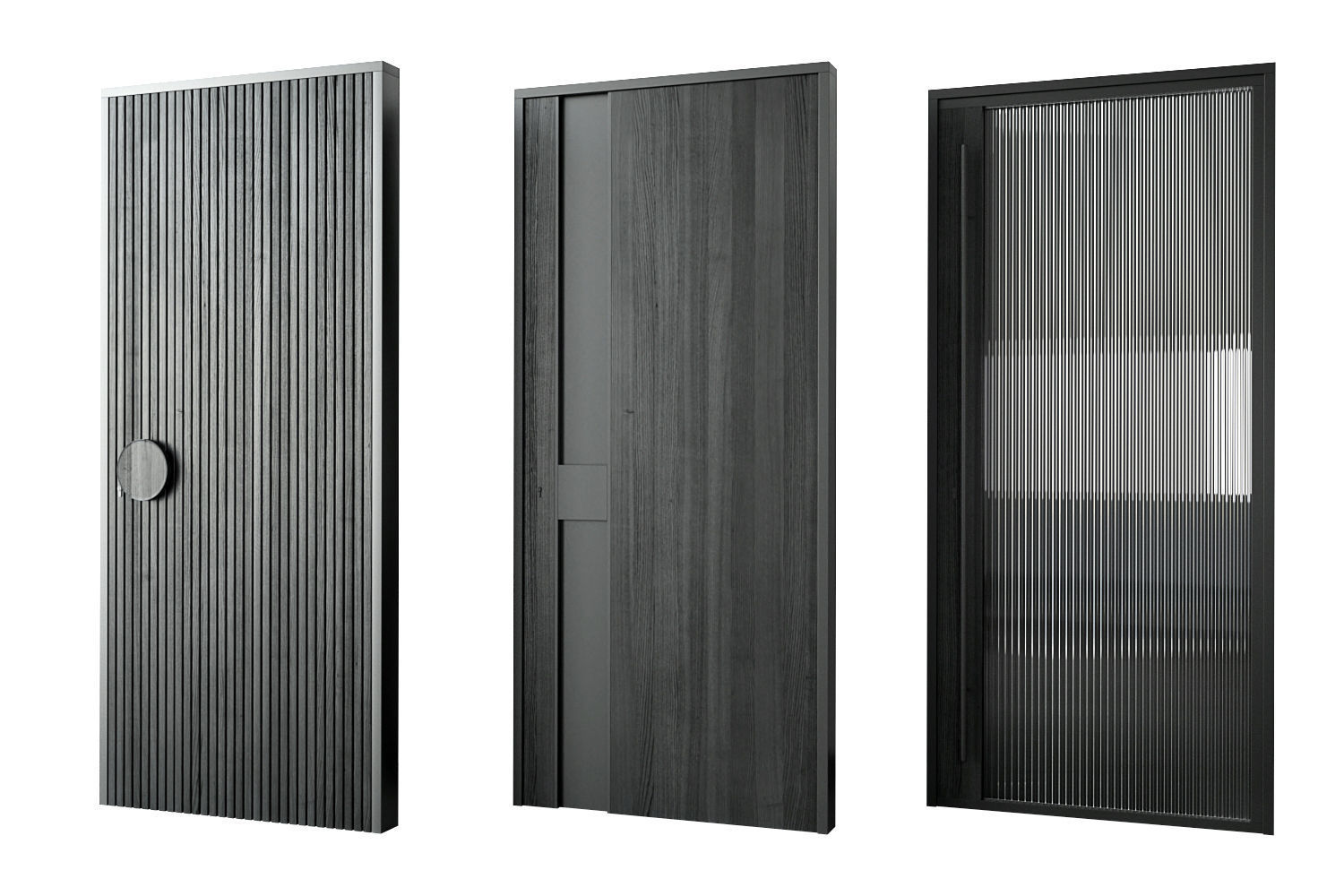 Modern black entrane door 3D model_10