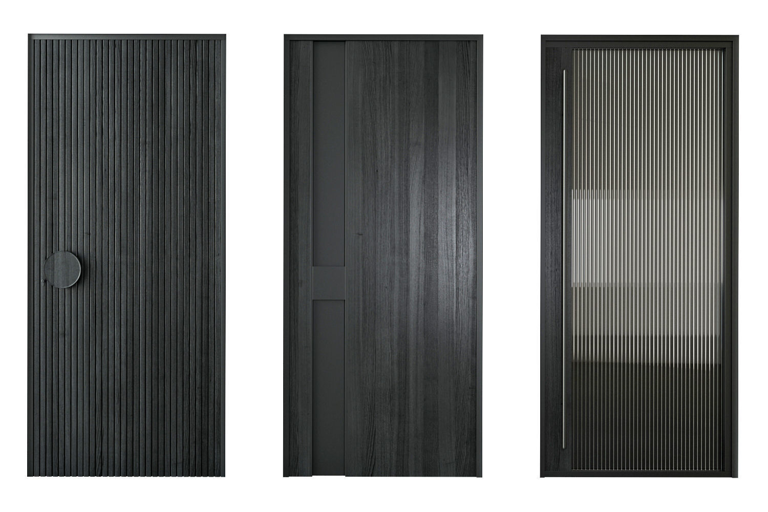 Modern black entrane door 3D model_6