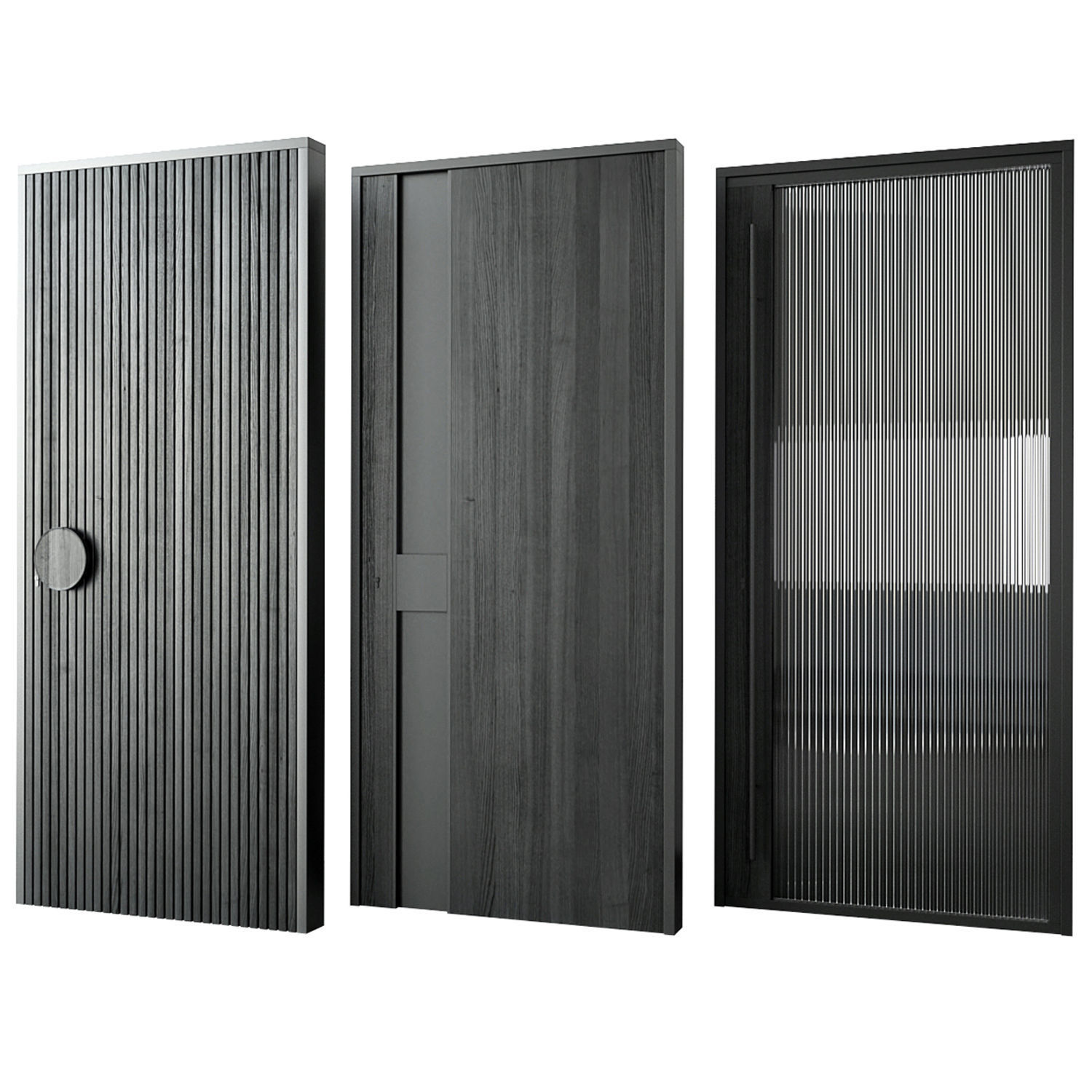 Modern black entrane door 3D model_1