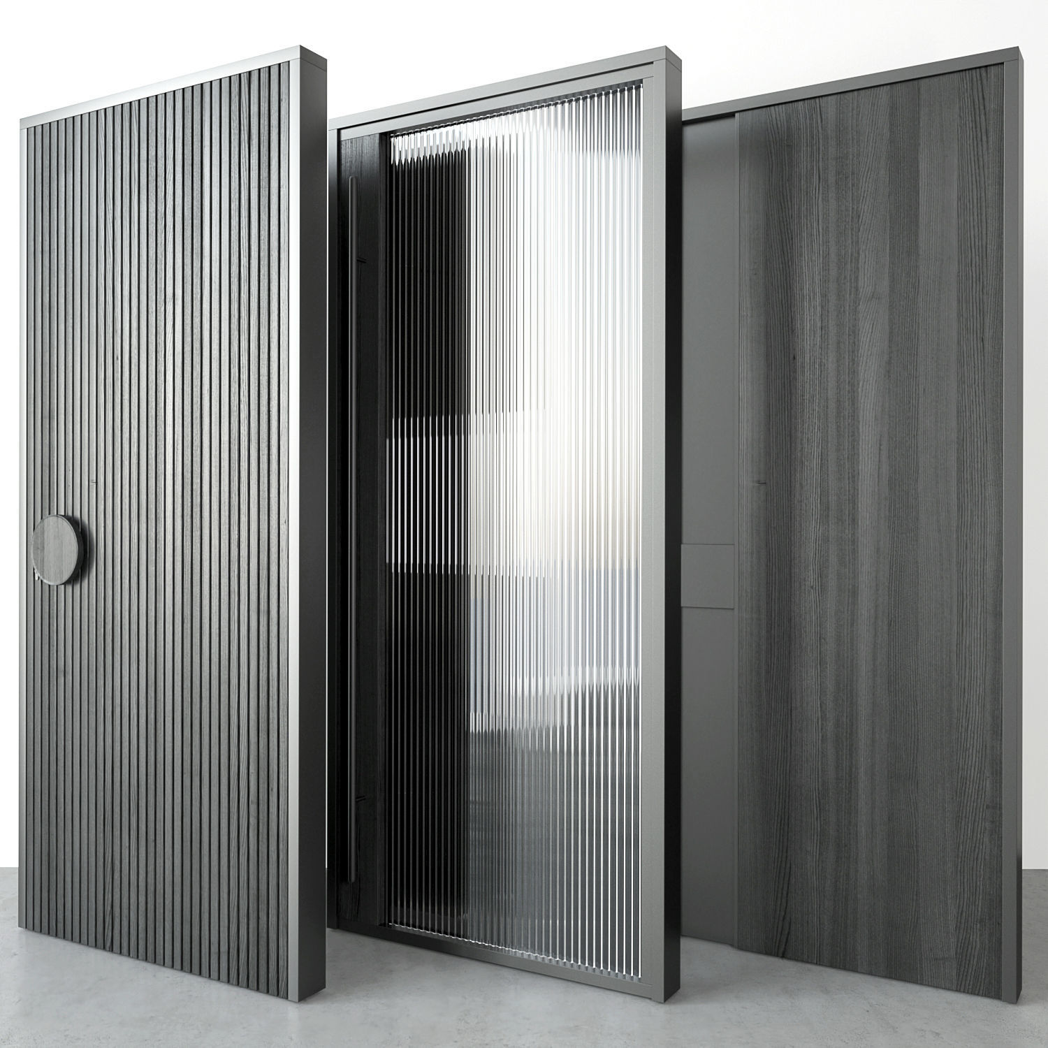 Modern black entrane door 3D model_7