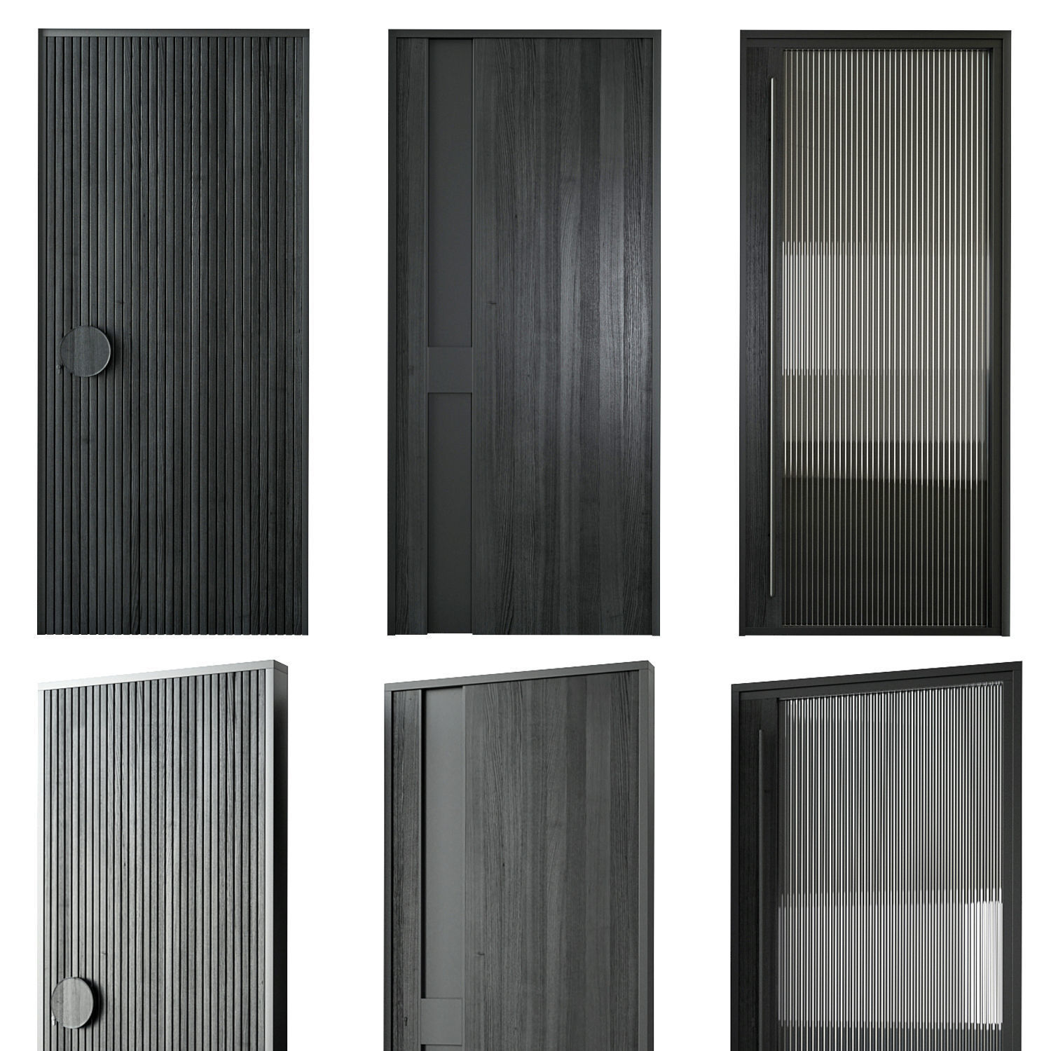 Modern black entrane door 3D model_5