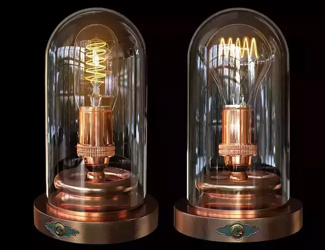 Steampunk Glass Case - Edison Lamp