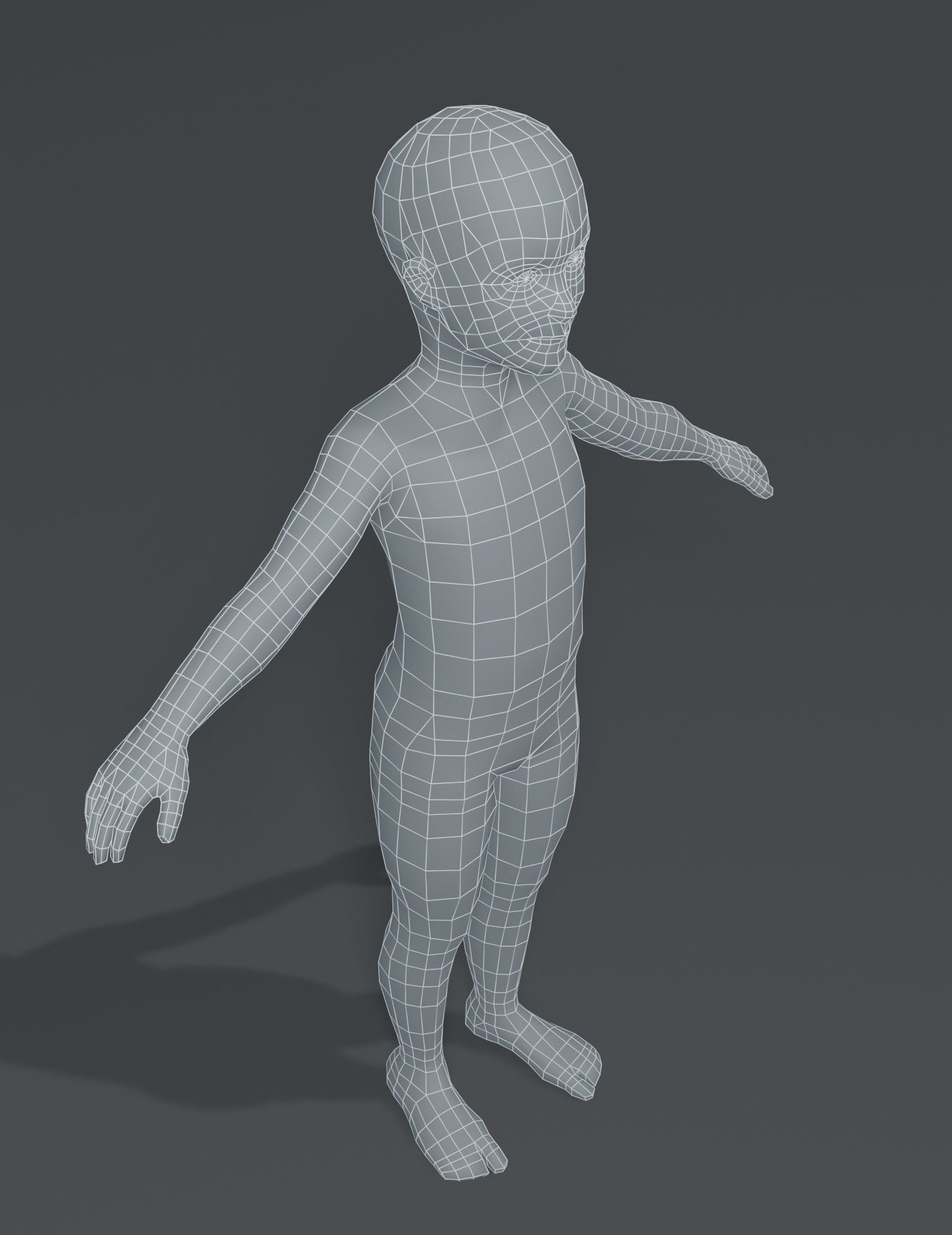 Human Body Base Mesh 3D Model Family Pack Low-poly 3D model_17