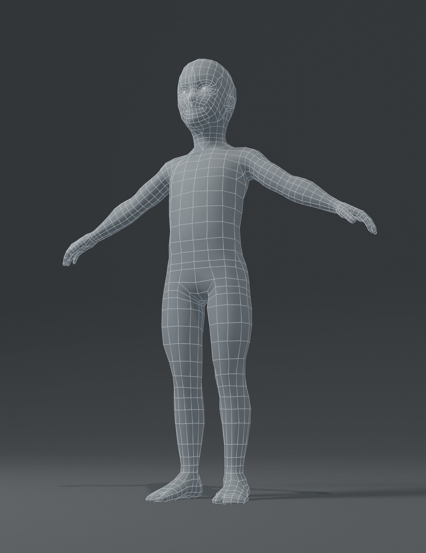 Human Body Base Mesh 3D Model Family Pack Low-poly 3D model_21
