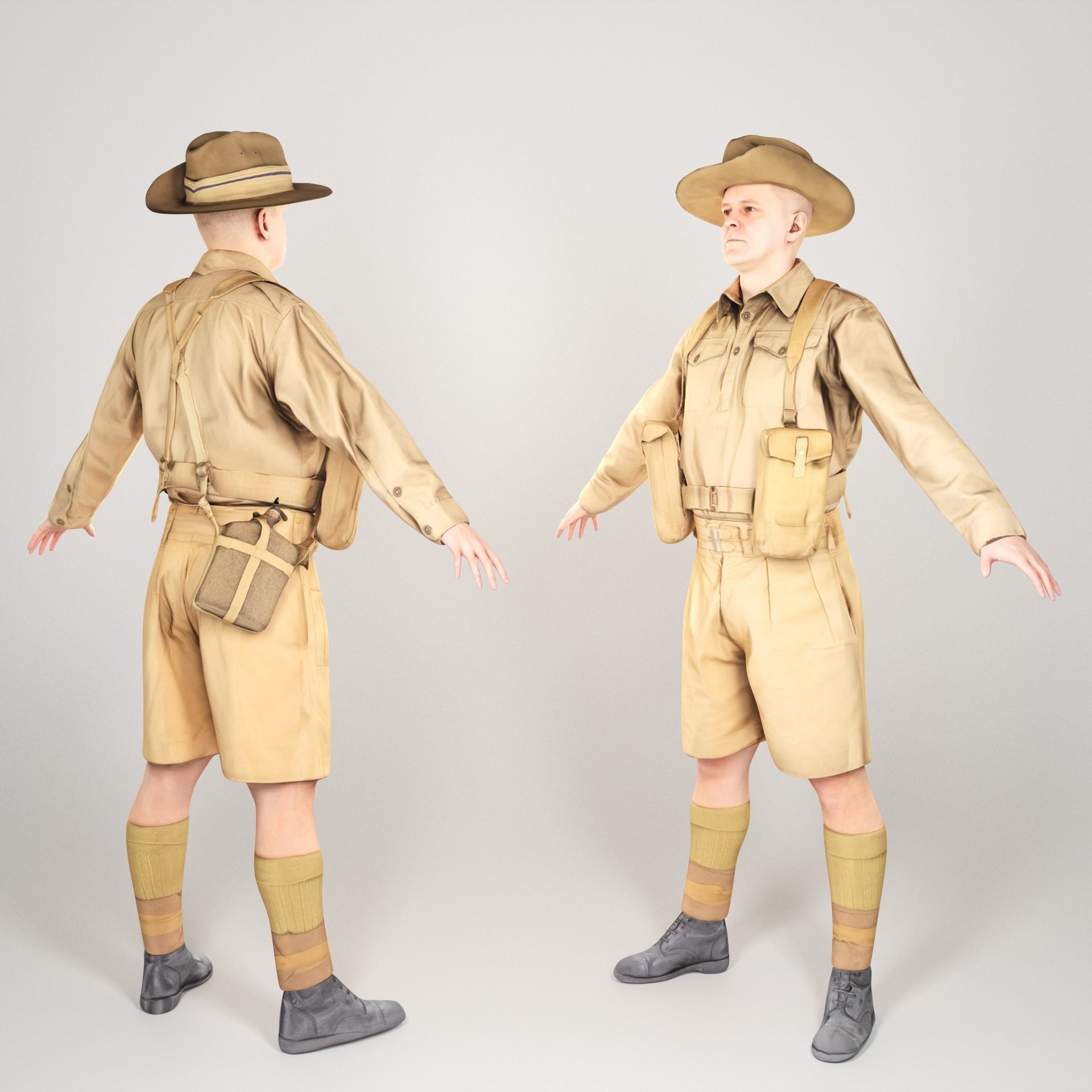 Animated Australian infantryman character from World War 2 91 Low-poly 3D model_4