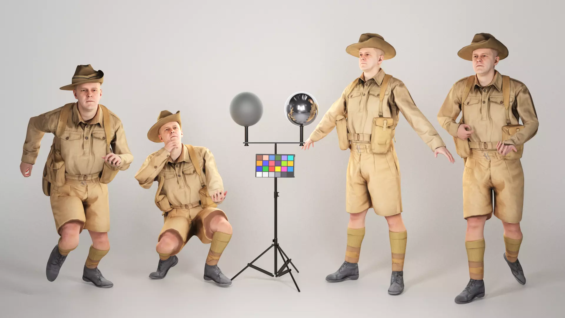 Animated Australian infantryman character from World War 2 91 Low-poly 3D model_0