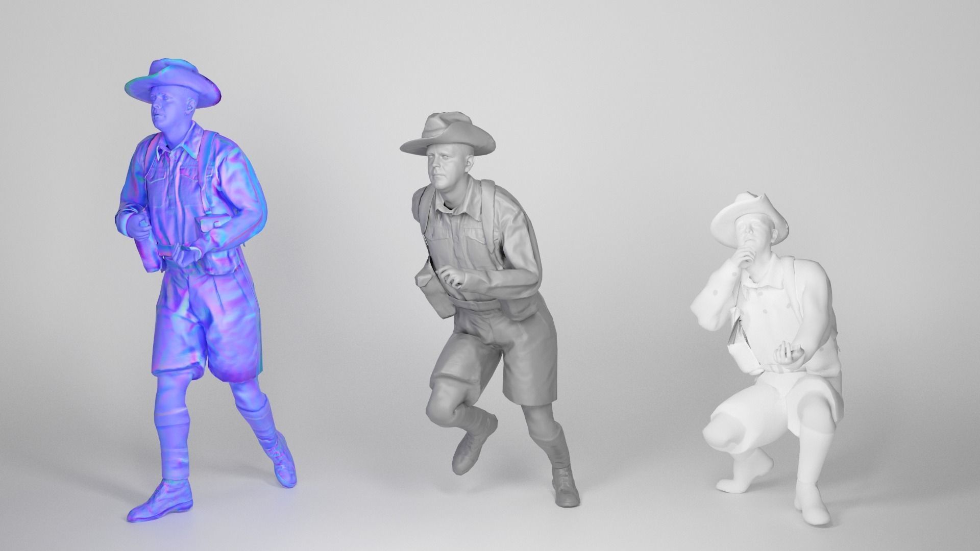 Animated Australian infantryman character from World War 2 91 Low-poly 3D model_16