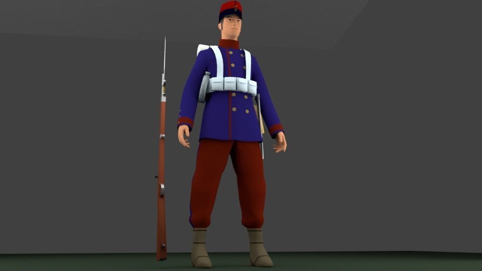 SOLDIER 1880 CHILEAN ARMY Low-poly 3D model_2