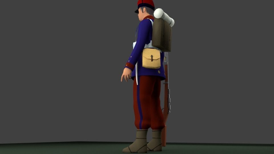 SOLDIER 1880 CHILEAN ARMY Low-poly 3D model_1