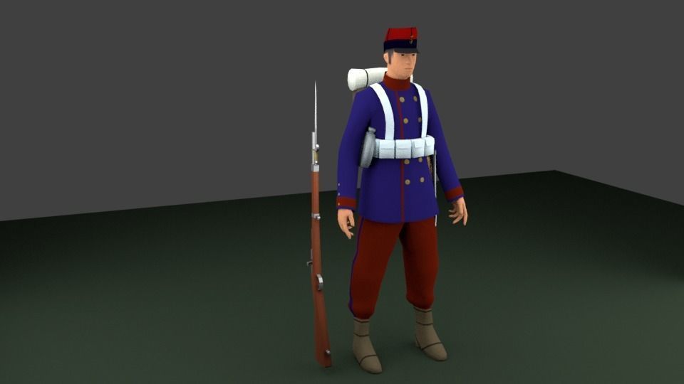 SOLDIER 1880 CHILEAN ARMY Low-poly 3D model_10