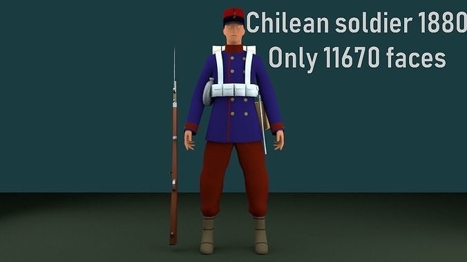 SOLDIER 1880 CHILEAN ARMY Low-poly 3D model