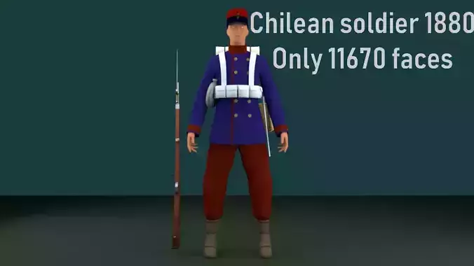 SOLDIER 1880 CHILEAN ARMY Low-poly 3D model