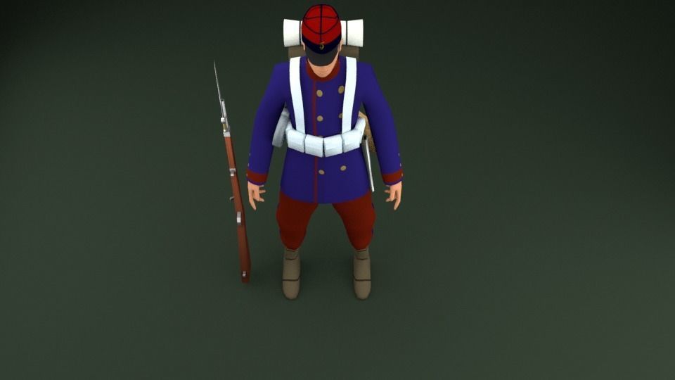 SOLDIER 1880 CHILEAN ARMY Low-poly 3D model_7