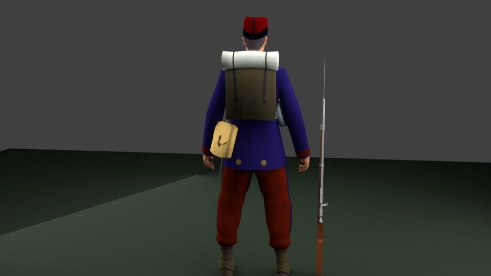 SOLDIER 1880 CHILEAN ARMY Low-poly 3D model_6