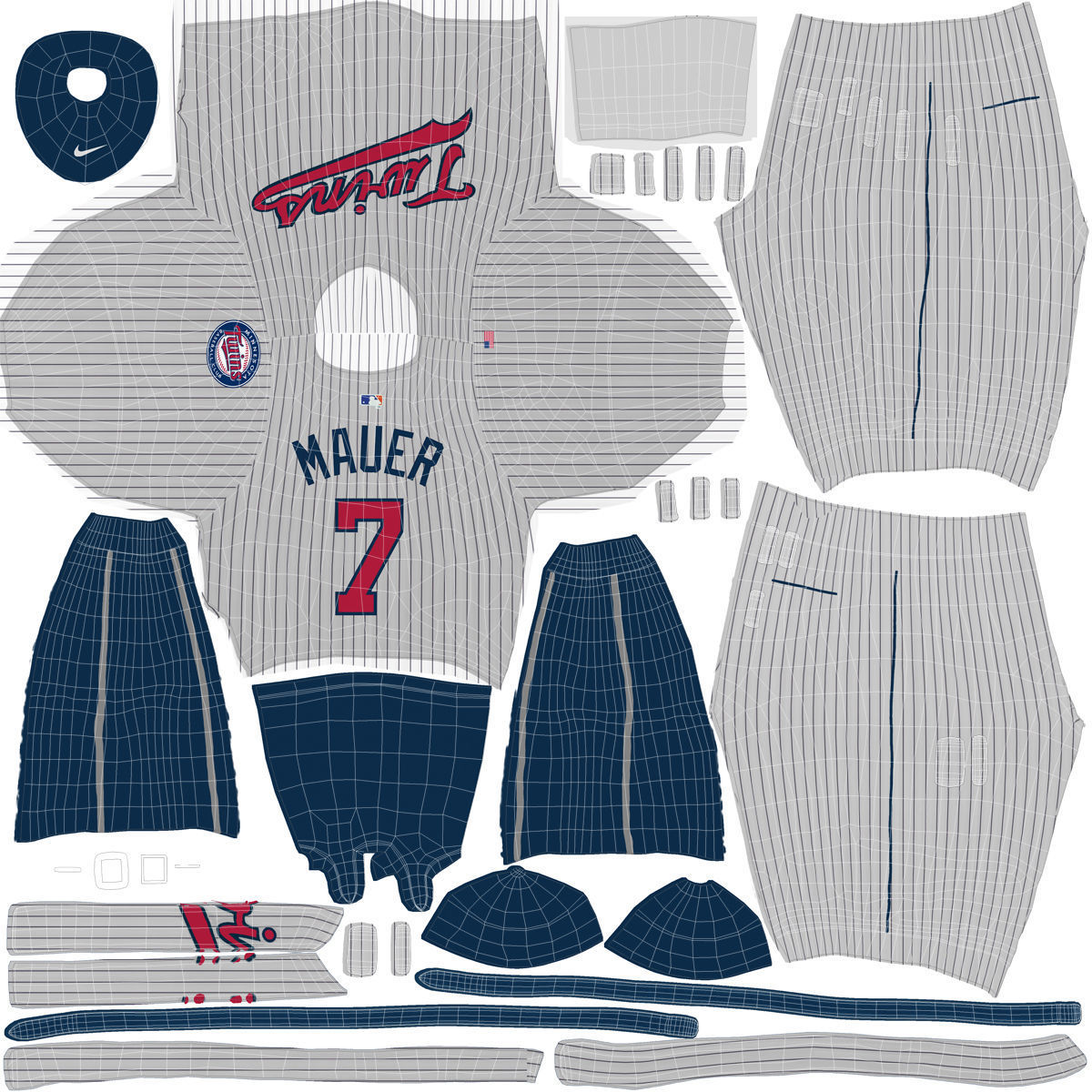 Baseball Player Outfit Twins 3 3D model_13