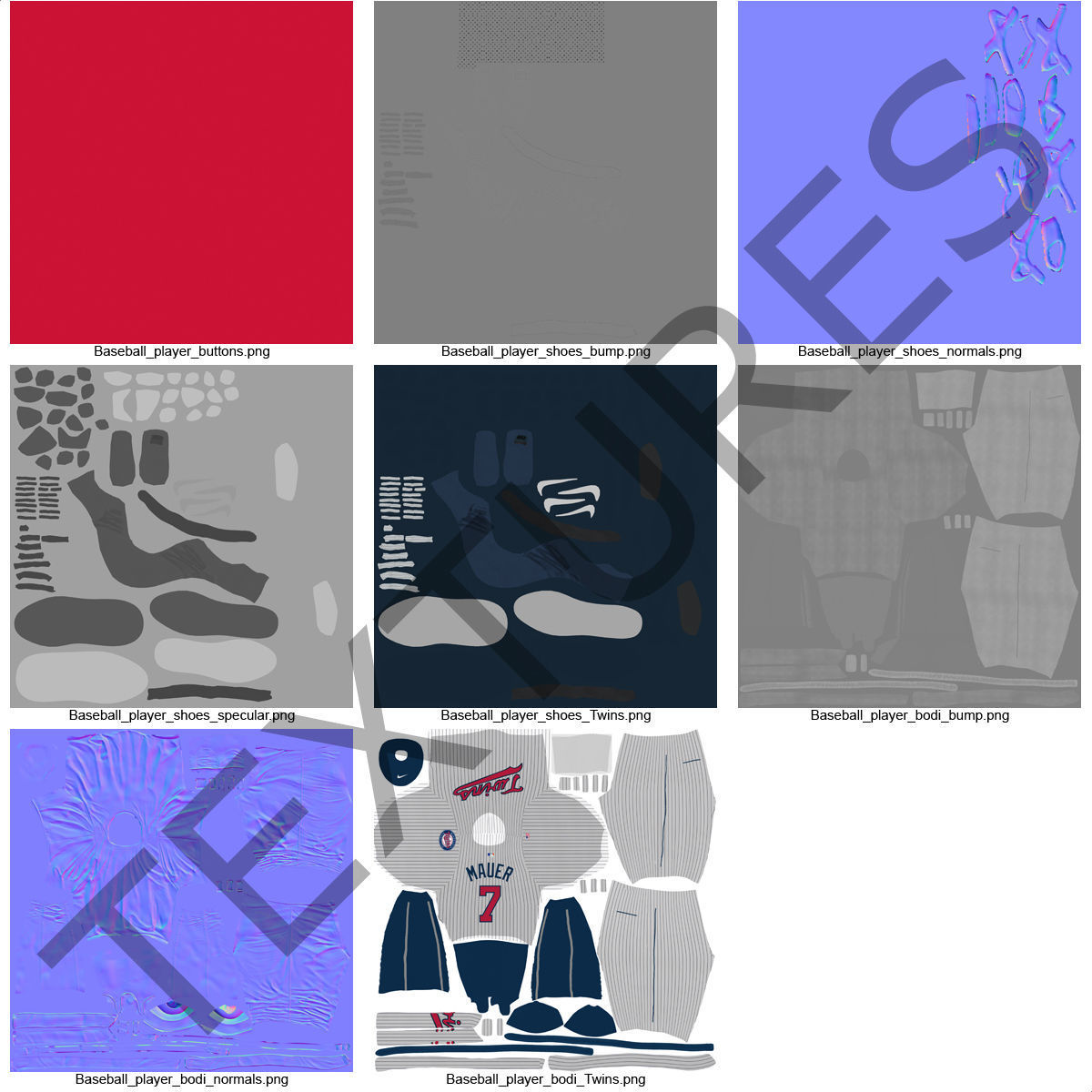 Baseball Player Outfit Twins 3 3D model_14