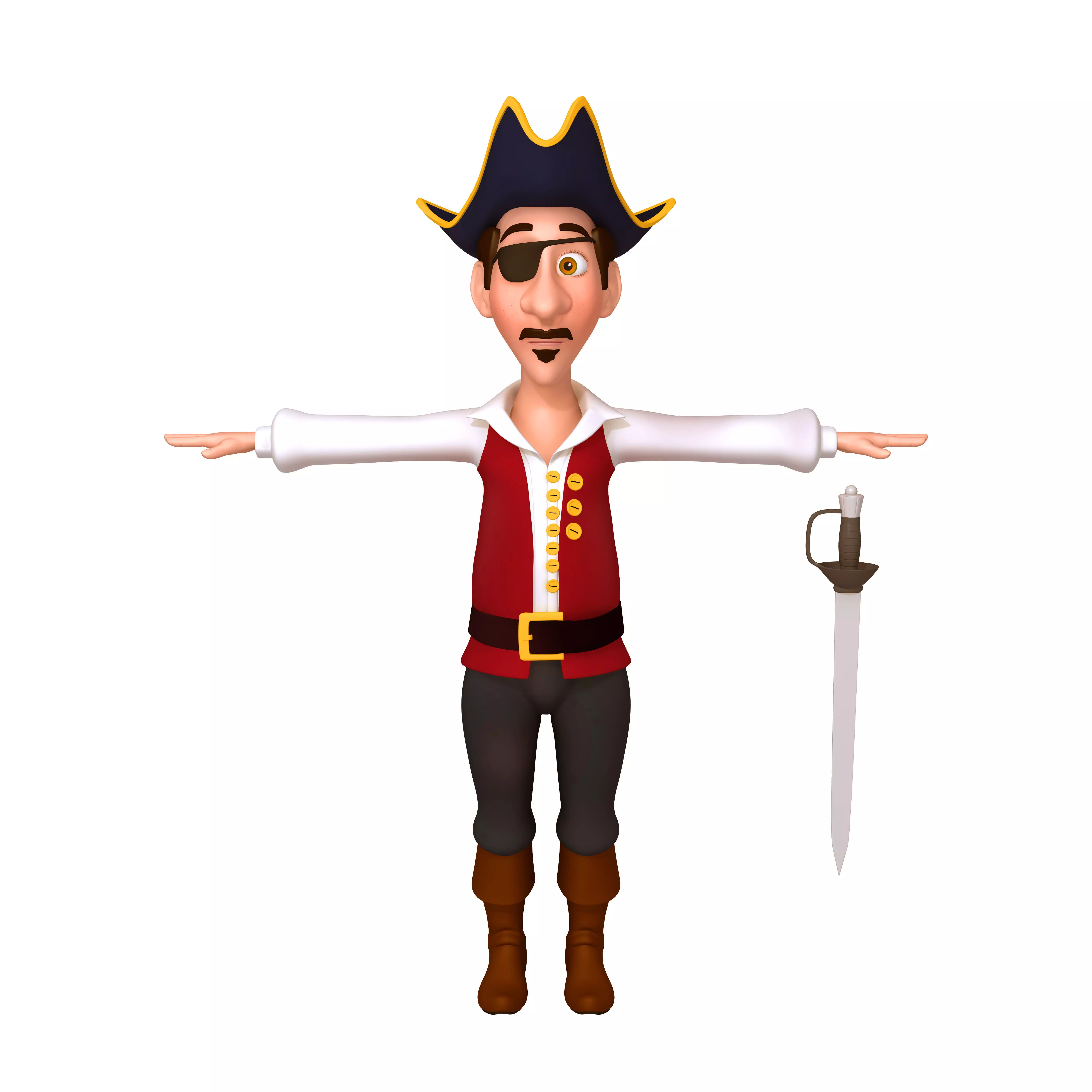 Pirate Cartoon 3D model_0