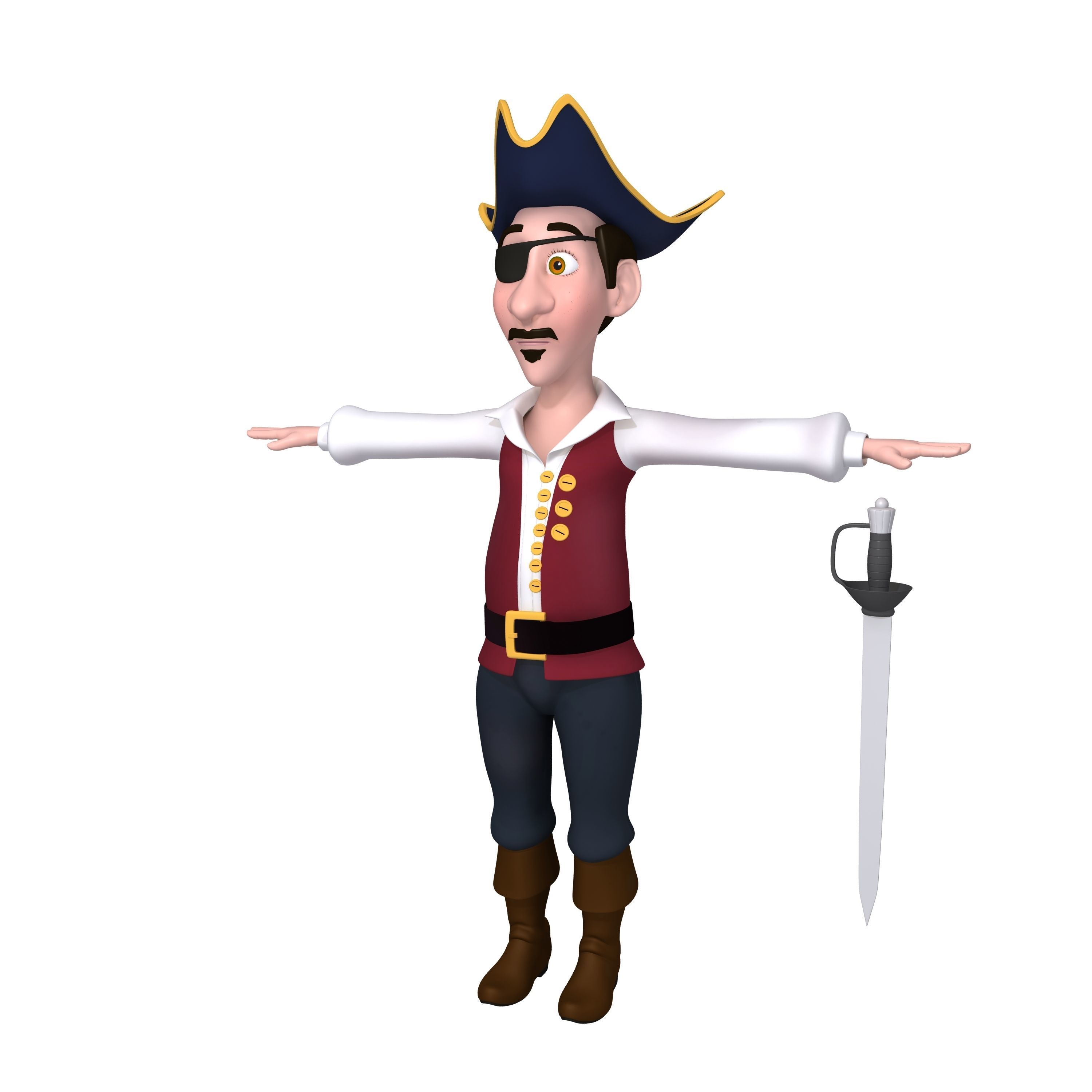 Pirate Cartoon 3D model_3