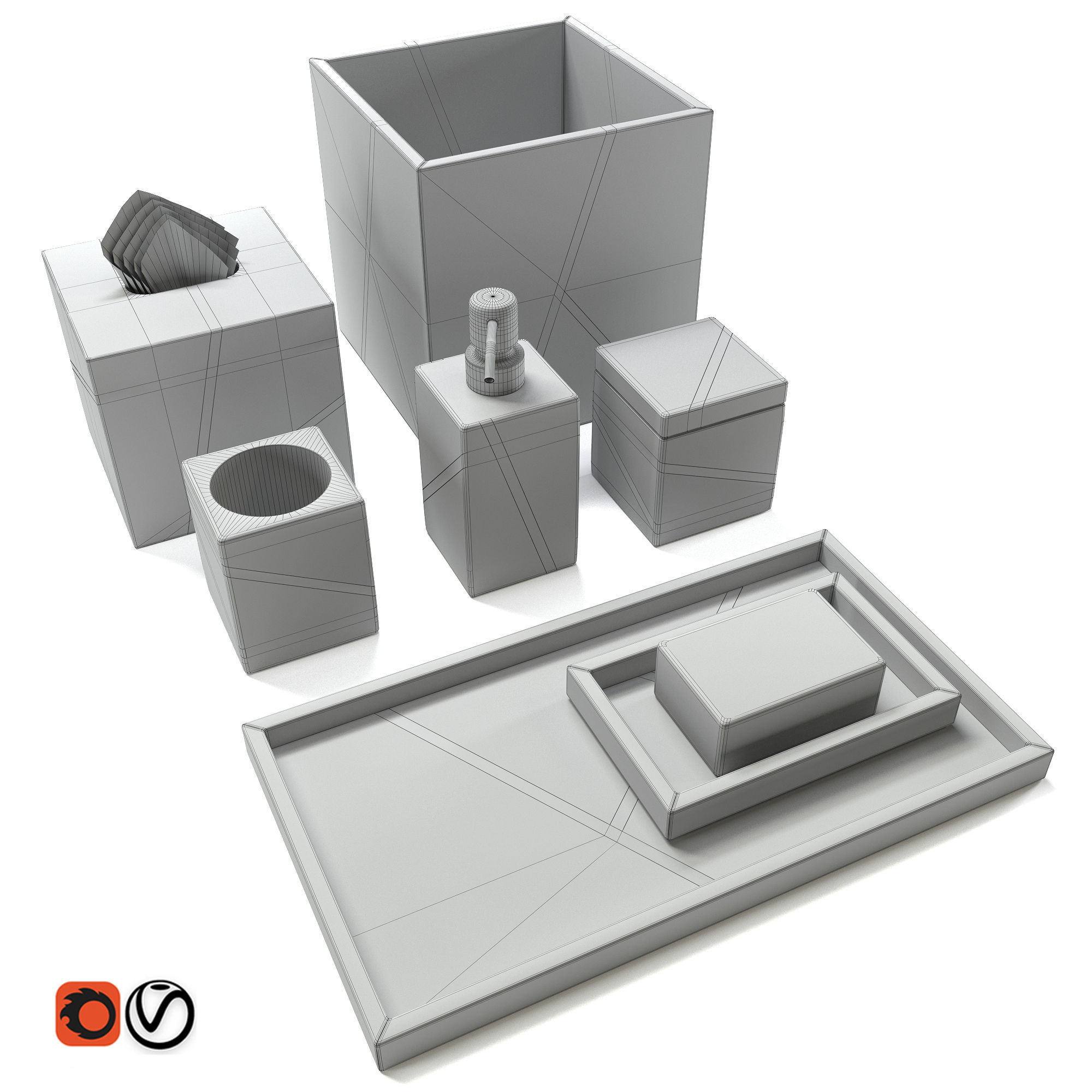 Decorative set marble bathroom accessories 3D model_2