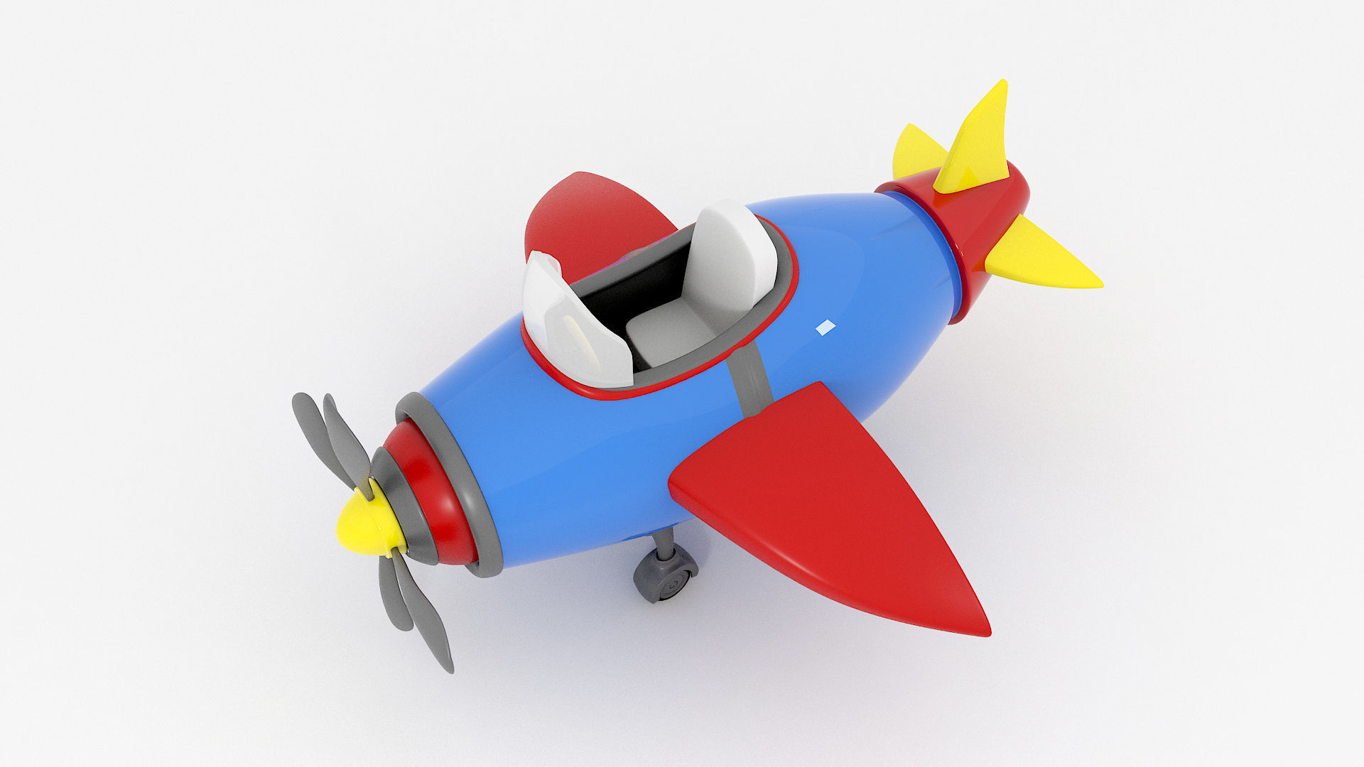 Cartoon Airplane Low-poly 3D model Low-poly 3D model_4