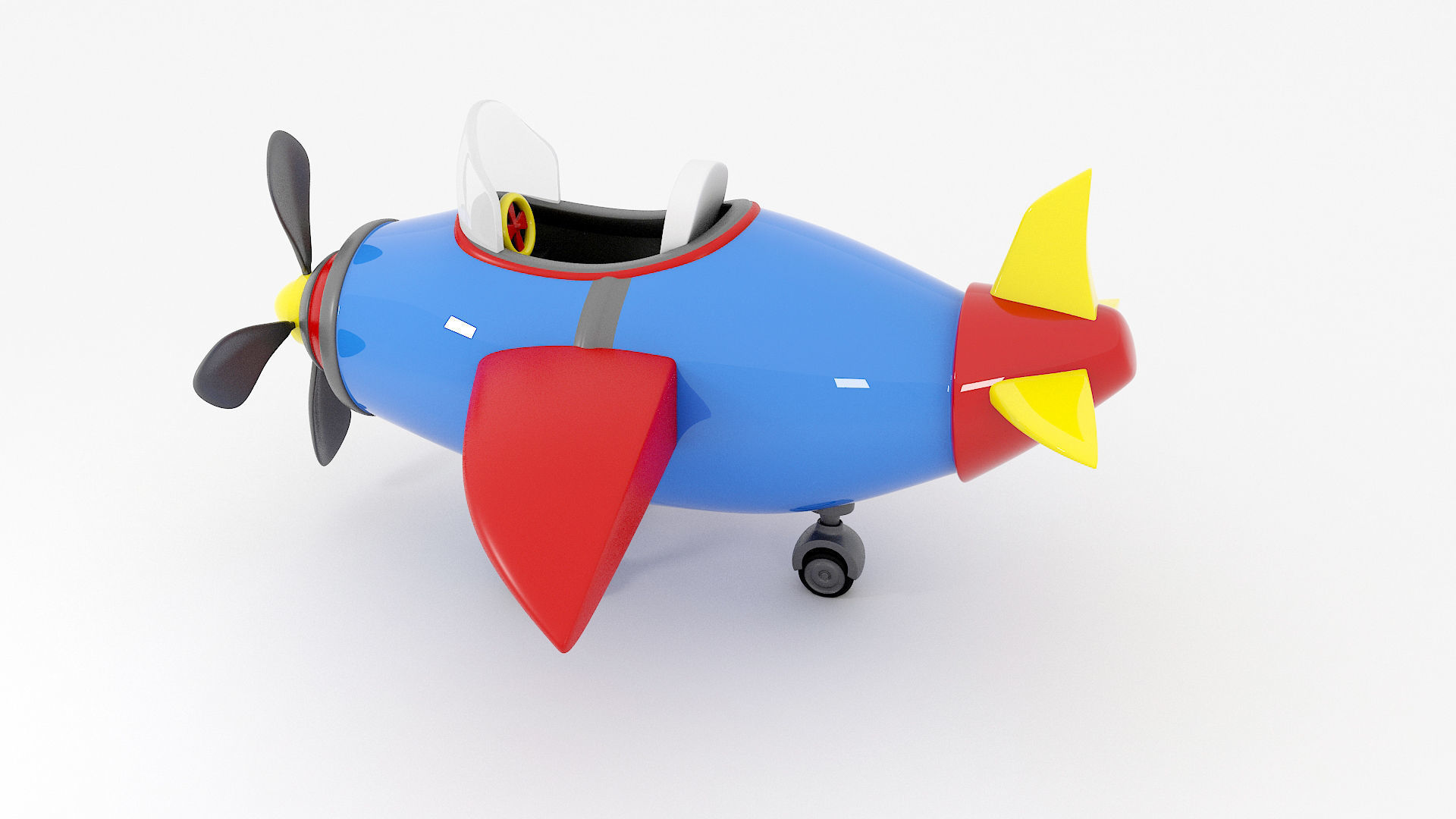 Cartoon Airplane Low-poly 3D model Low-poly 3D model_1