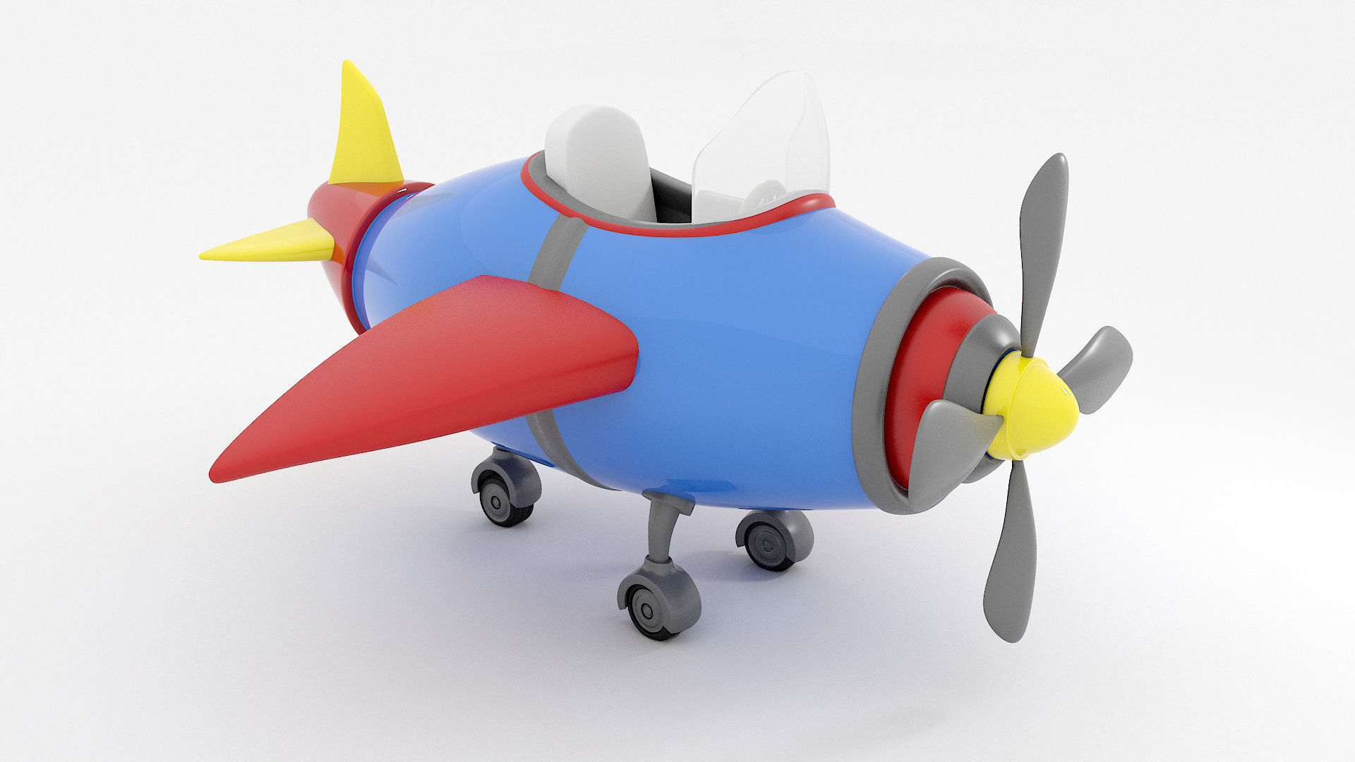 Cartoon Airplane Low-poly 3D model Low-poly 3D model_2
