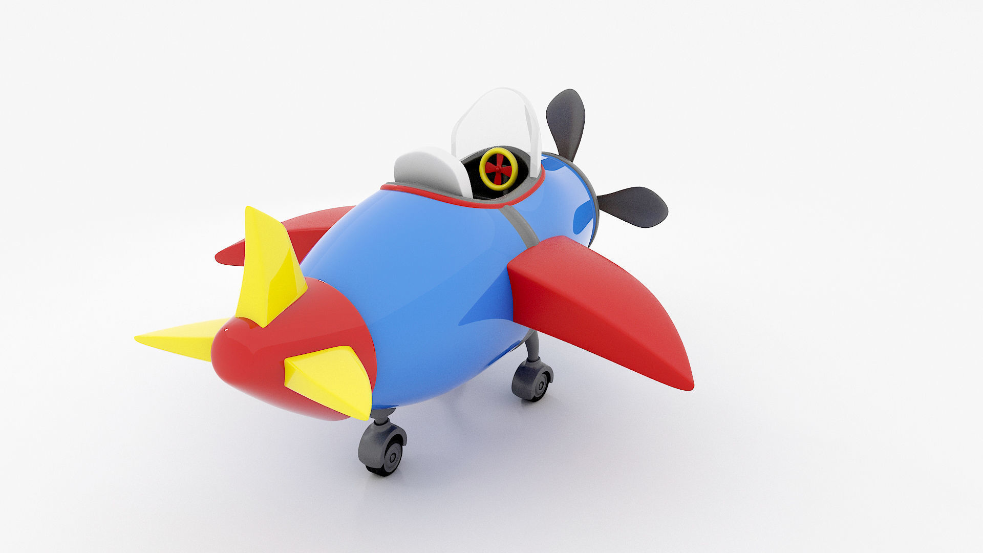 Cartoon Airplane Low-poly 3D model Low-poly 3D model_3