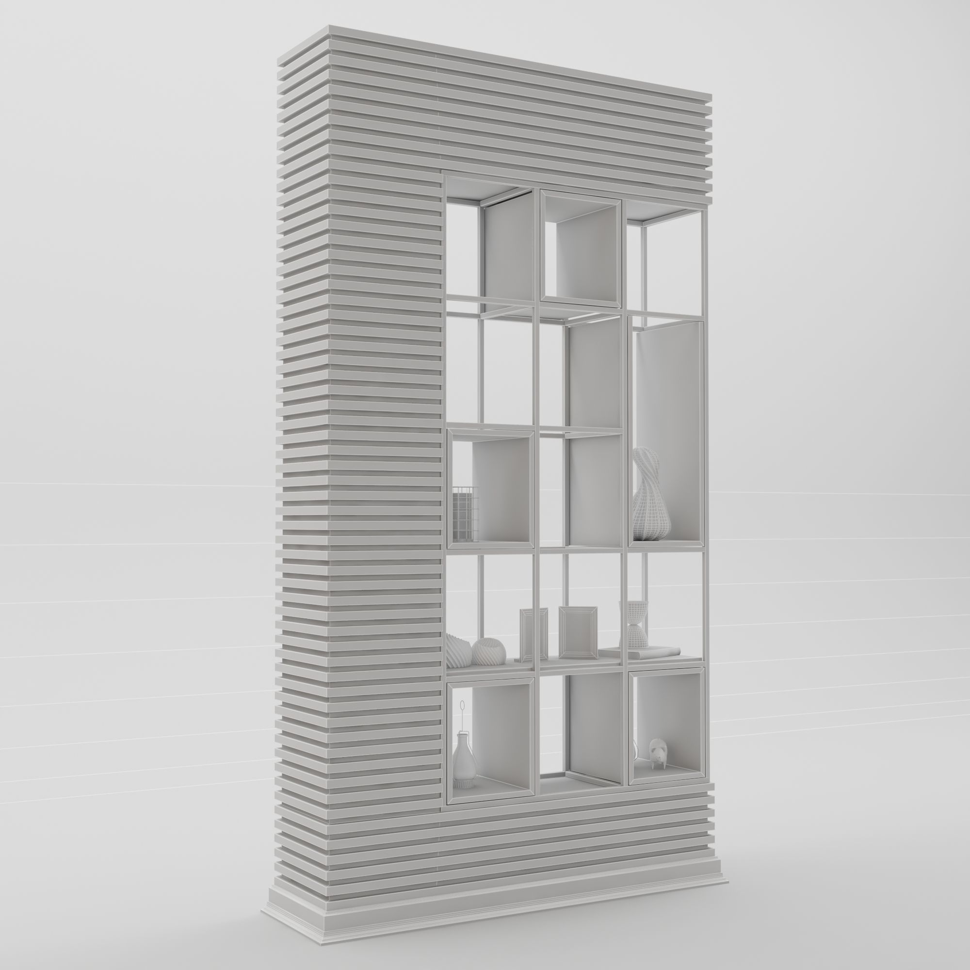 partition shelf with shelves Free 3D model_1